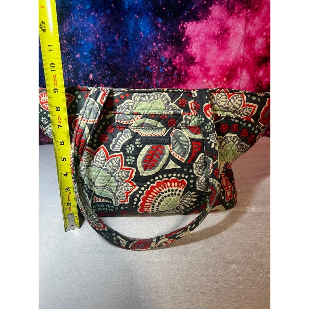 Vera Bradley Quilted Floral Tote Bag Red Green Navy Blue Shoulder Bag Large Tote